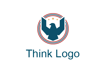 eagle with stars in circle emblem logo