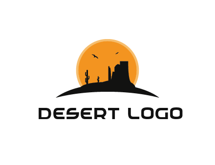 canyon silhouette with sun behind logo