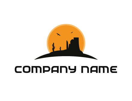 canyon silhouette with sun behind logo