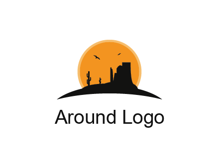 canyon silhouette with sun behind logo