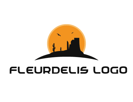 canyon silhouette with sun behind logo