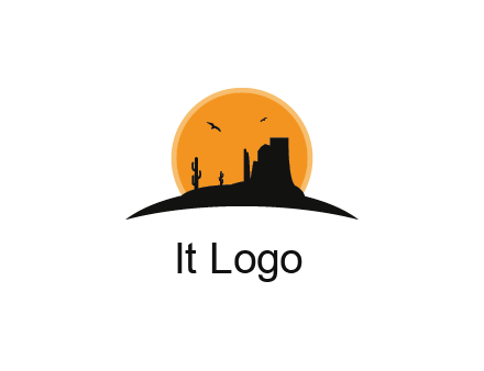 canyon silhouette with sun behind logo