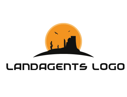 canyon silhouette with sun behind logo