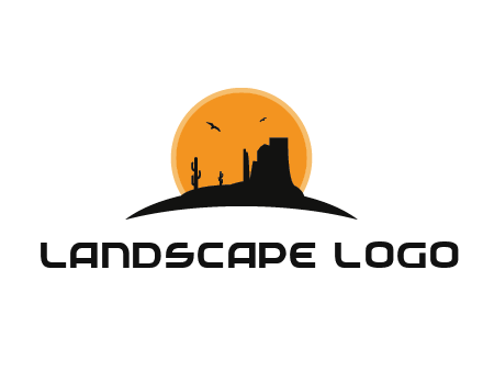 canyon silhouette with sun behind logo
