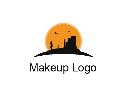 canyon silhouette with sun behind logo