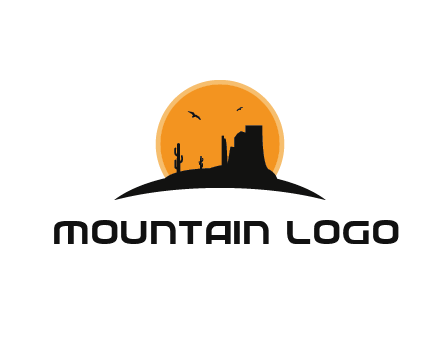 canyon silhouette with sun behind logo