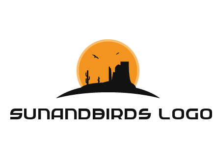 canyon silhouette with sun behind logo