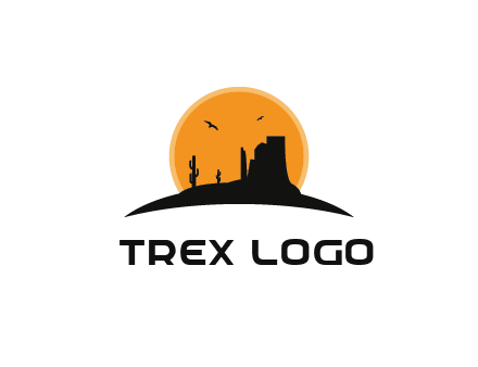 canyon silhouette with sun behind logo