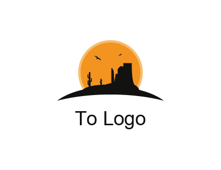 canyon silhouette with sun behind logo