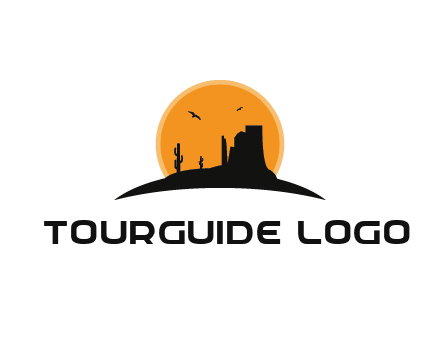 canyon silhouette with sun behind logo