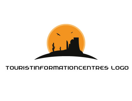 canyon silhouette with sun behind logo