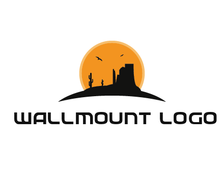 canyon silhouette with sun behind logo