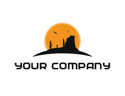 canyon silhouette with sun behind logo