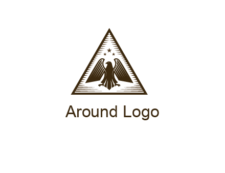 eagle with stars in triangle emblem logo