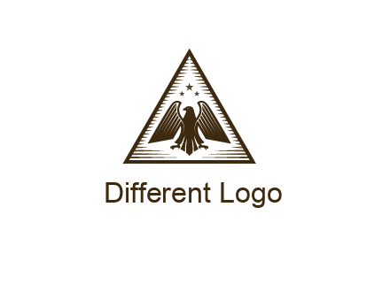 eagle with stars in triangle emblem logo