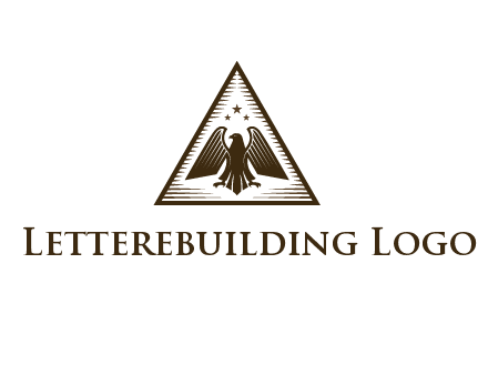 eagle with stars in triangle emblem logo
