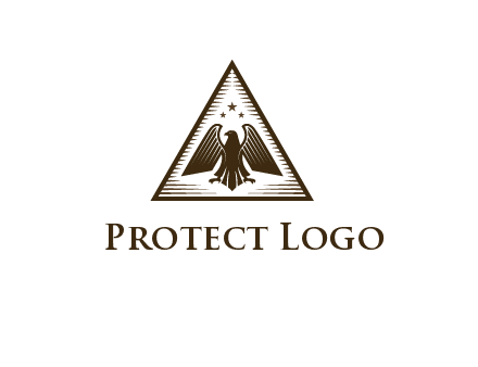 eagle with stars in triangle emblem logo