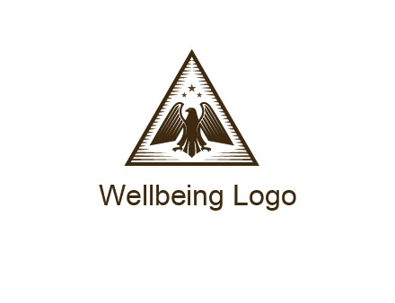 eagle with stars in triangle emblem logo
