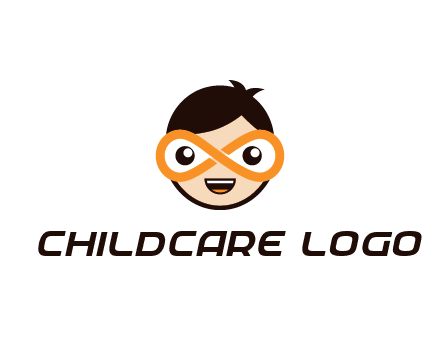 child face with infinity mask logo