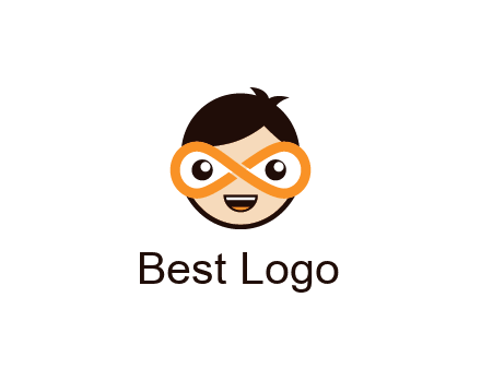 child face with infinity mask logo