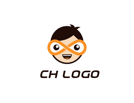 child face with infinity mask logo