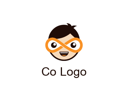 child face with infinity mask logo