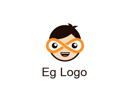 child face with infinity mask logo