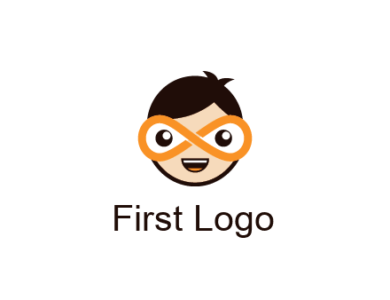 child face with infinity mask logo
