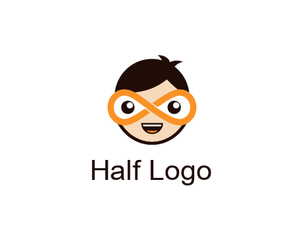 child face with infinity mask logo
