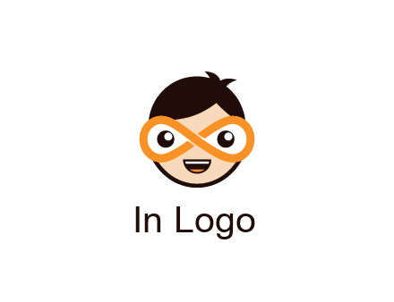 child face with infinity mask logo