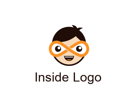 child face with infinity mask logo