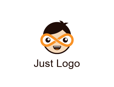 child face with infinity mask logo
