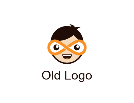 child face with infinity mask logo