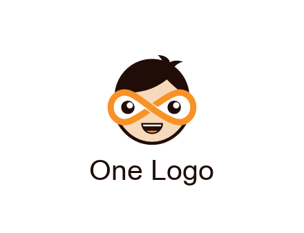 child face with infinity mask logo