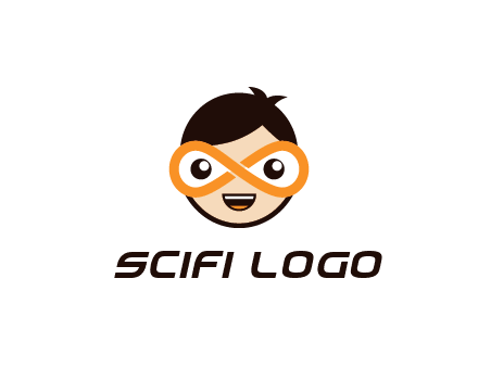 child face with infinity mask logo