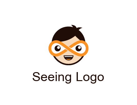 child face with infinity mask logo