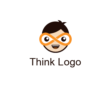 child face with infinity mask logo