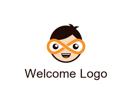 child face with infinity mask logo