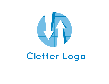 arrows inside circle with graph logo