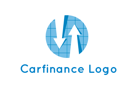 arrows inside circle with graph logo