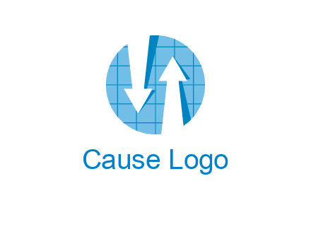 arrows inside circle with graph logo