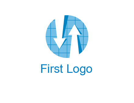 arrows inside circle with graph logo