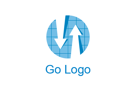 arrows inside circle with graph logo
