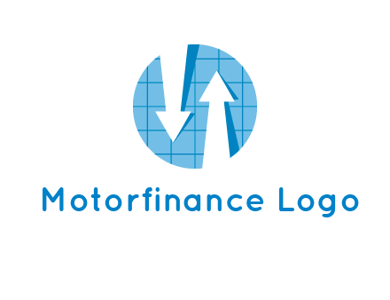 arrows inside circle with graph logo