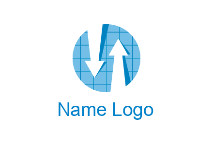 arrows inside circle with graph logo