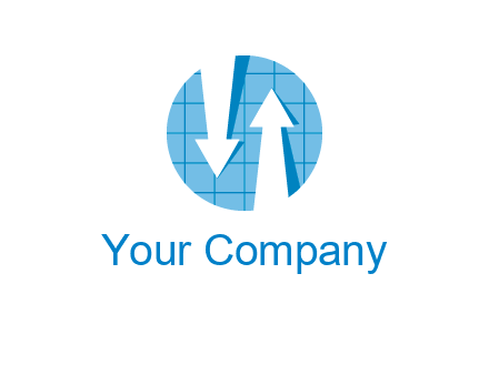arrows inside circle with graph logo