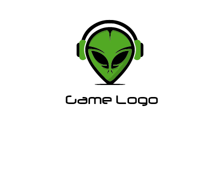 alien face with headphones logo
