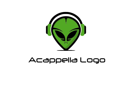 alien face with headphones logo