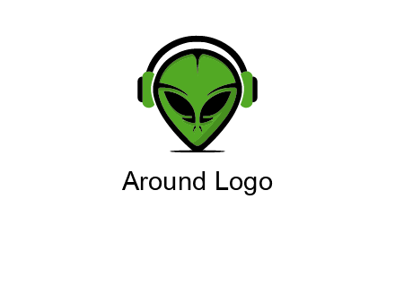 alien face with headphones logo