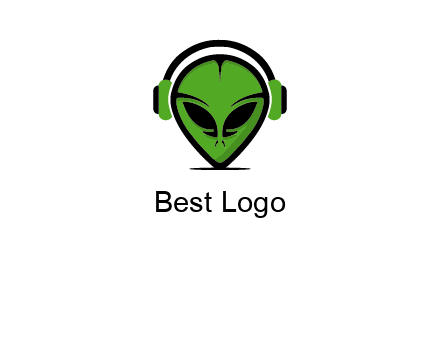 alien face with headphones logo